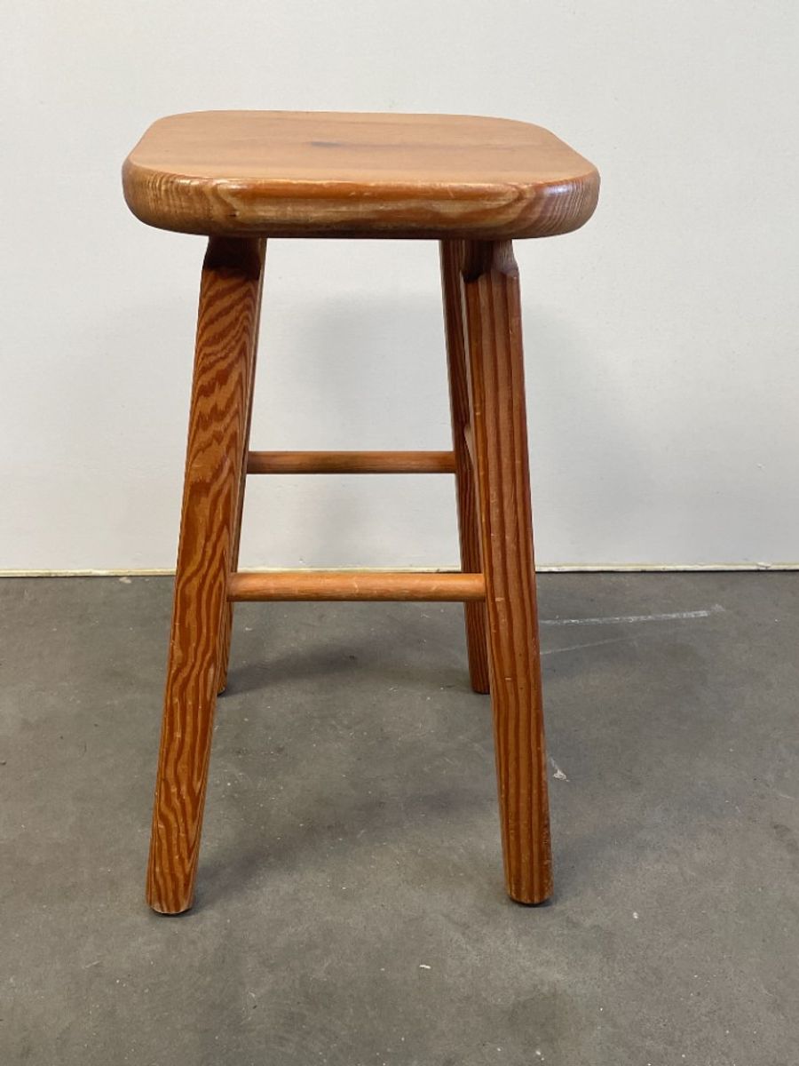 Set Van 4 Vintage Grenen Krukken, Scandinavisch Design, 1970's image 10