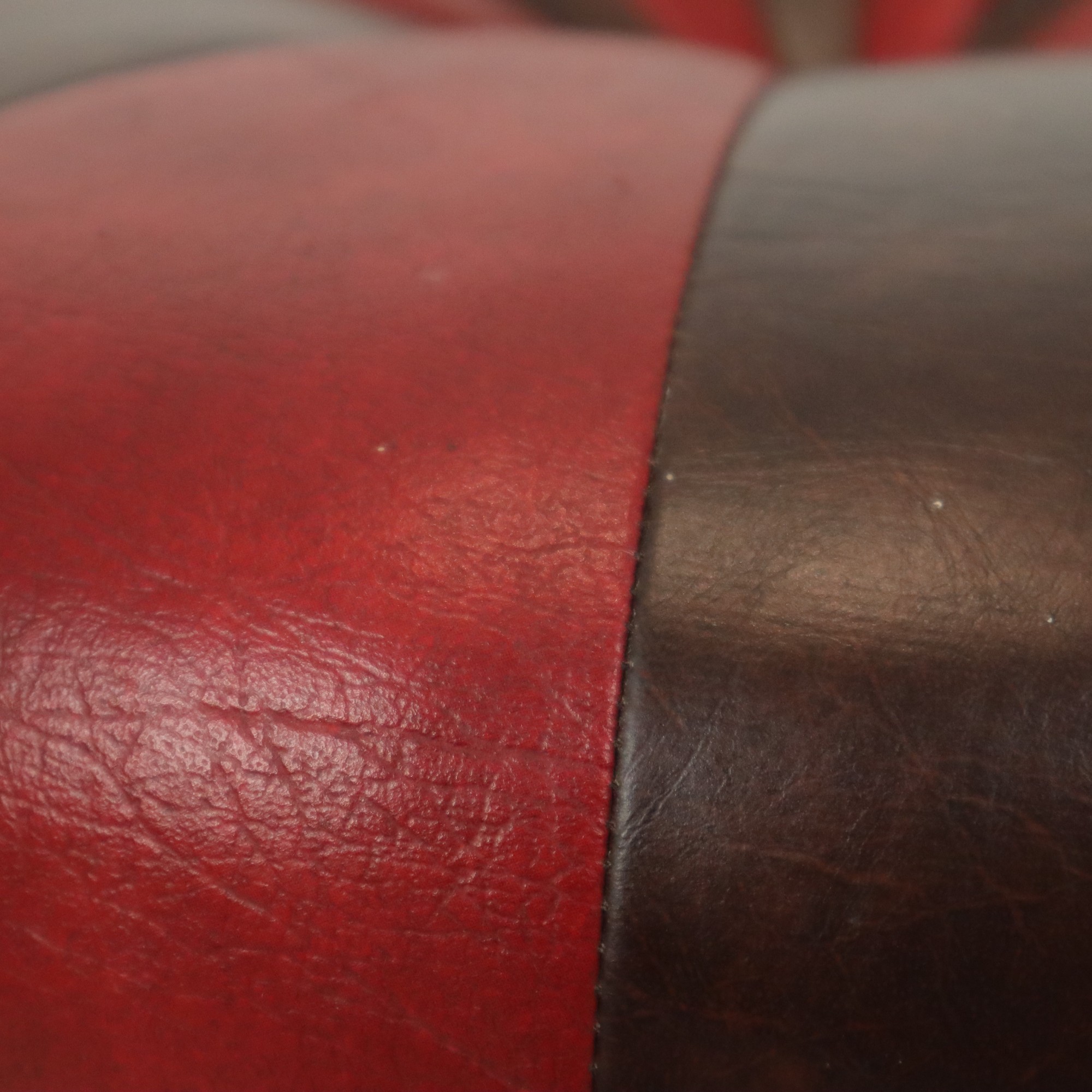 Ronde Vintage Poef Bruin Rood Tweekleurig Skai Sixties image 11