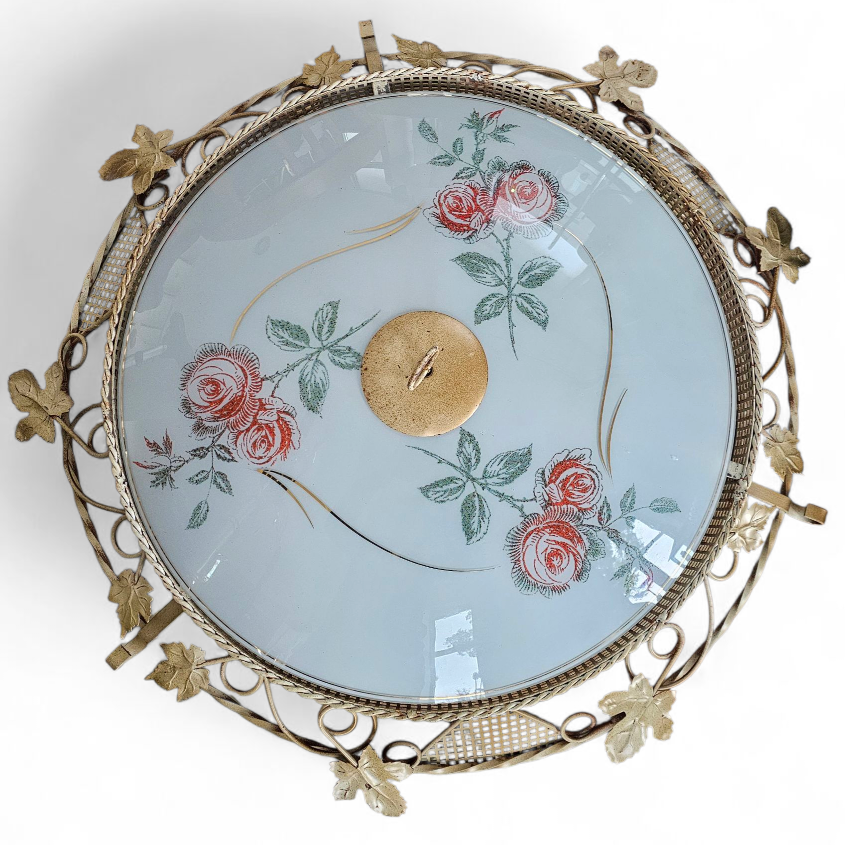 Large Floral Ceiling Lamp 1950s image 3