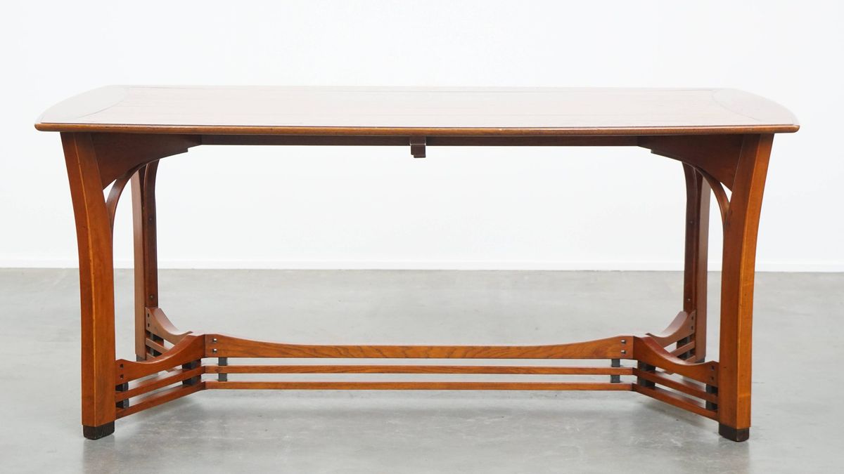 Zeer Mooie Art Nouveau Jugendstil Design Eettafel Van Schuitema Met Prachtige Details image 3