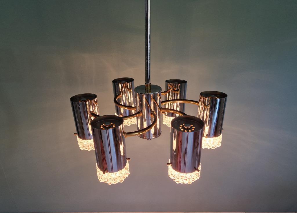 Space Age Kroonluchter In Verchroomd Metaal En Messing, 1970 image 12