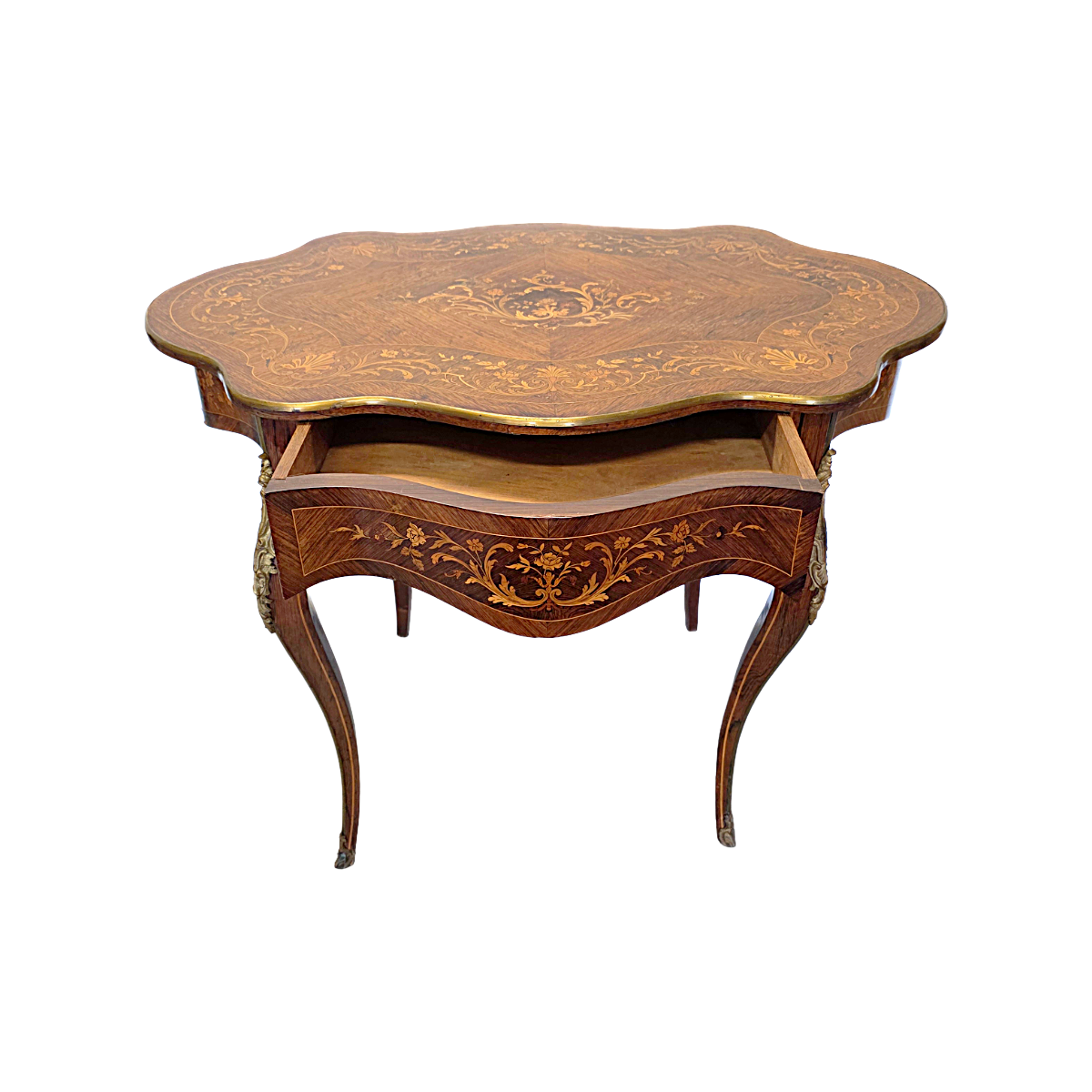 Antiek Franse Louis Xv Stijl Tafel Met Lade, Eind 19e Eeuw image 5
