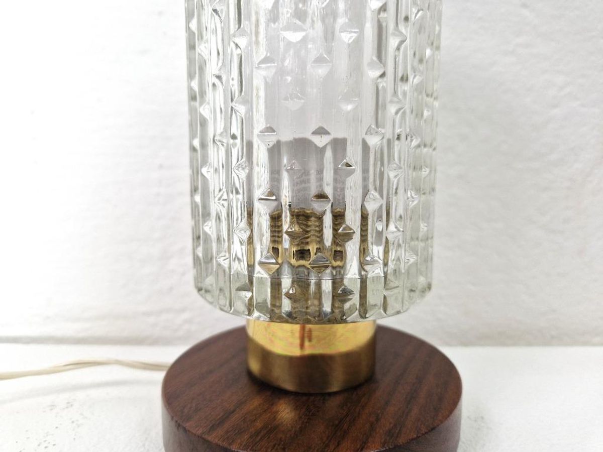 Mid-century Bedlamp Van Teak, Messing En Glas image 5