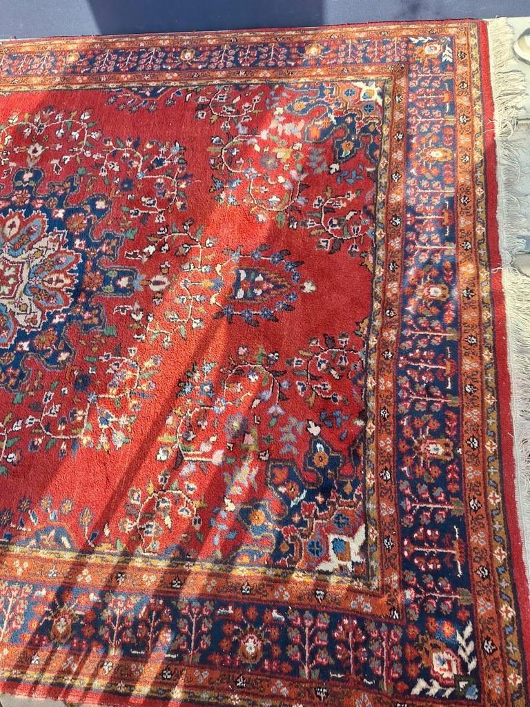 Vintage Wollen Tapijt, Perzisch Vloerkleed, Handgeknoopt image 9