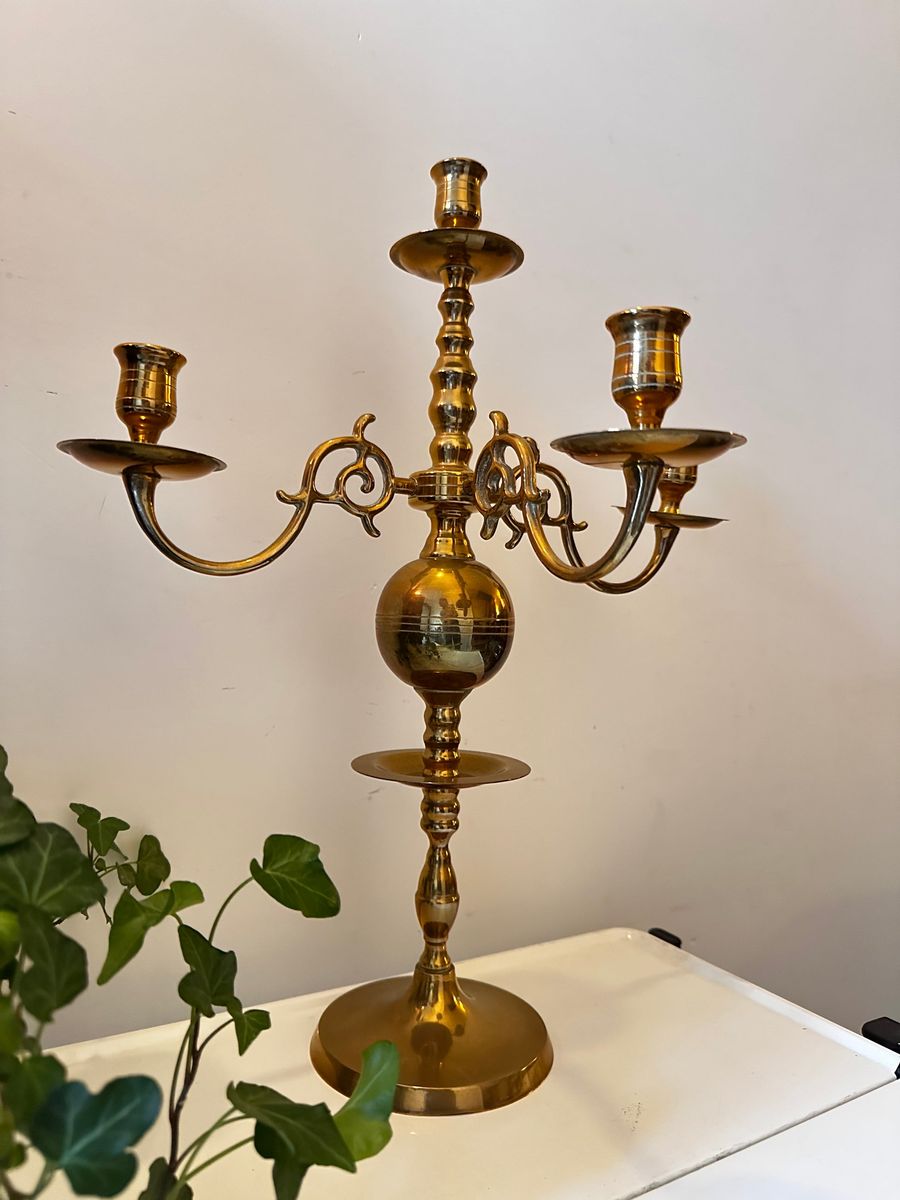 Grote Messing Kandelaar 3 Armen image 3