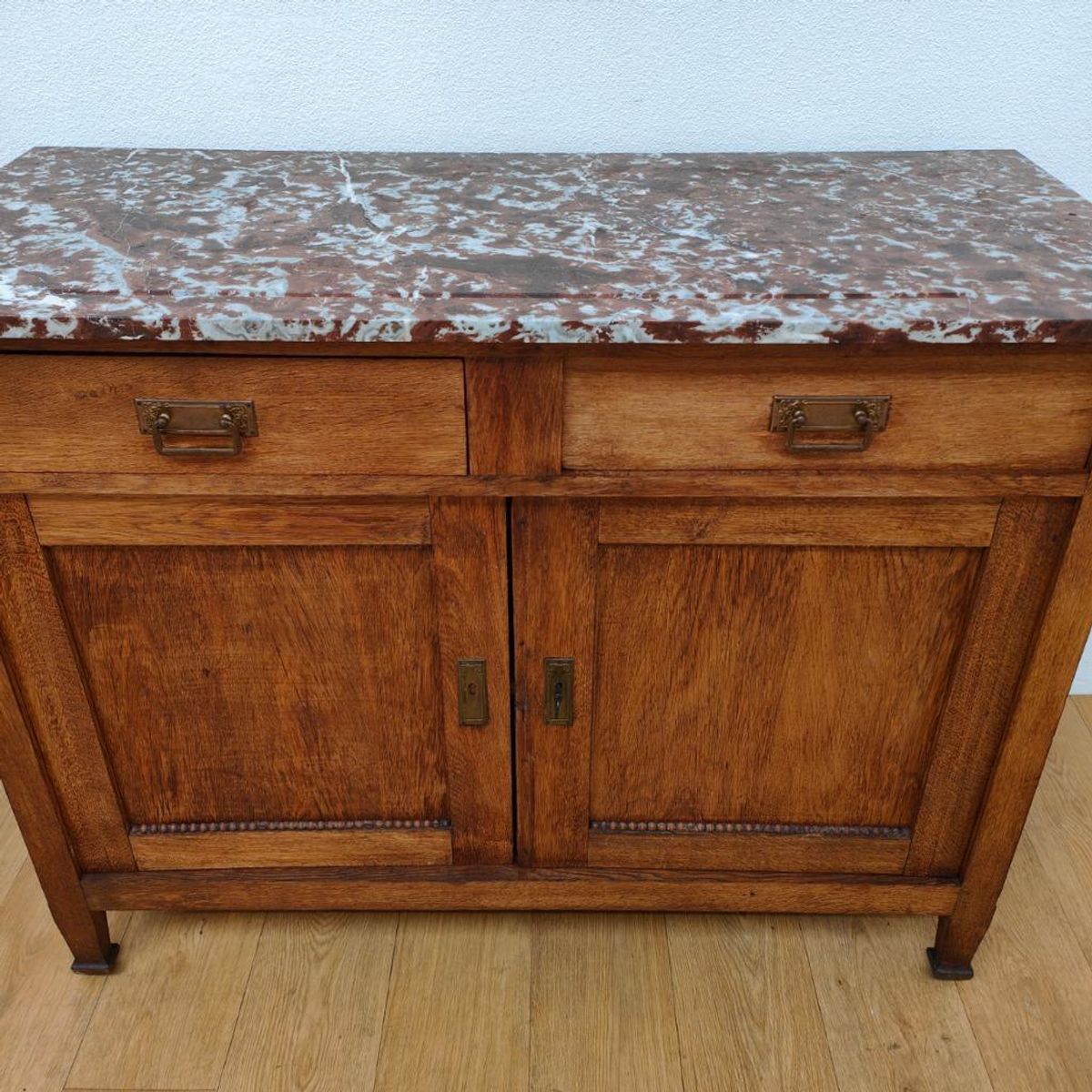 Vintage Frans Dressoir Commode, Ladekast Bakamermeubel Met Marmer Blad image 13