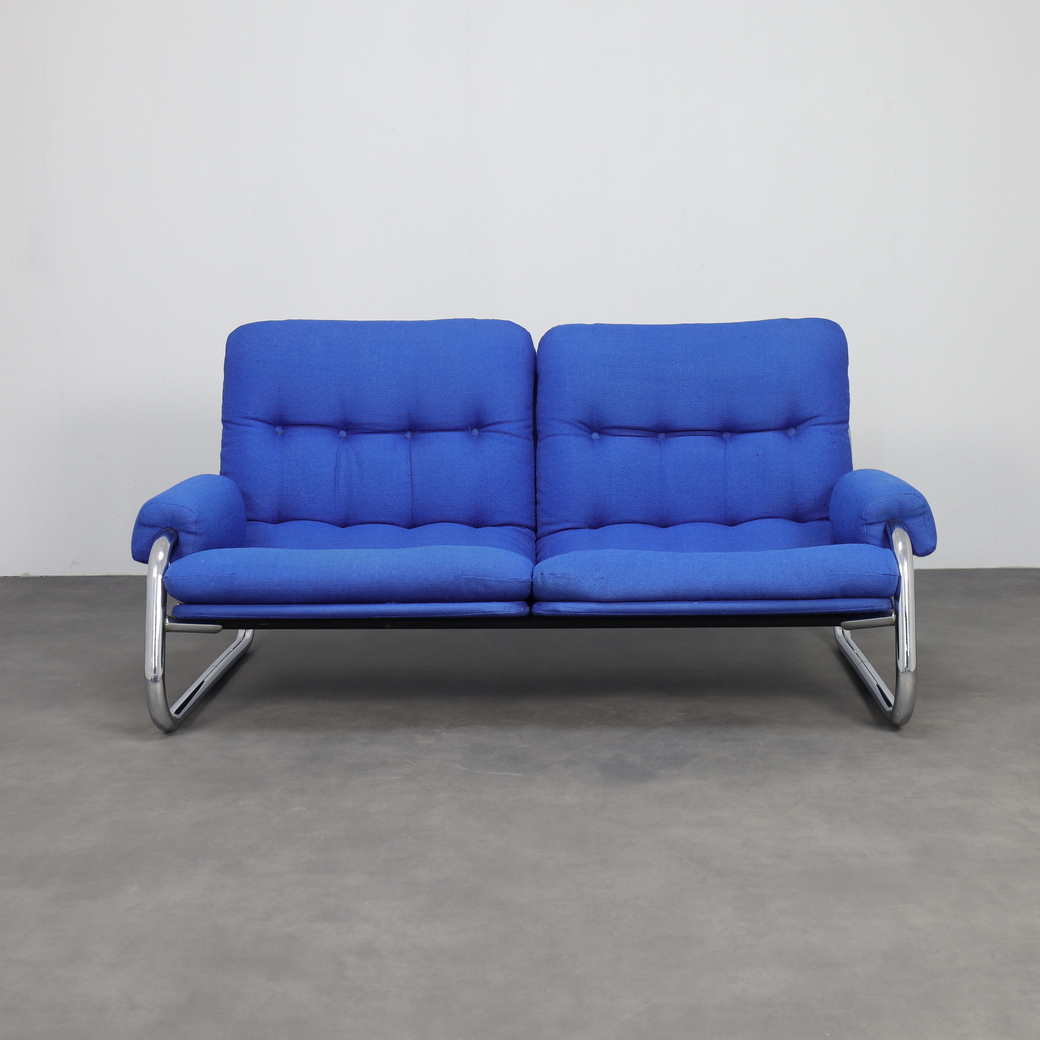 Chrome Tubular Frame Two-seater Sofa, 1970s image 2