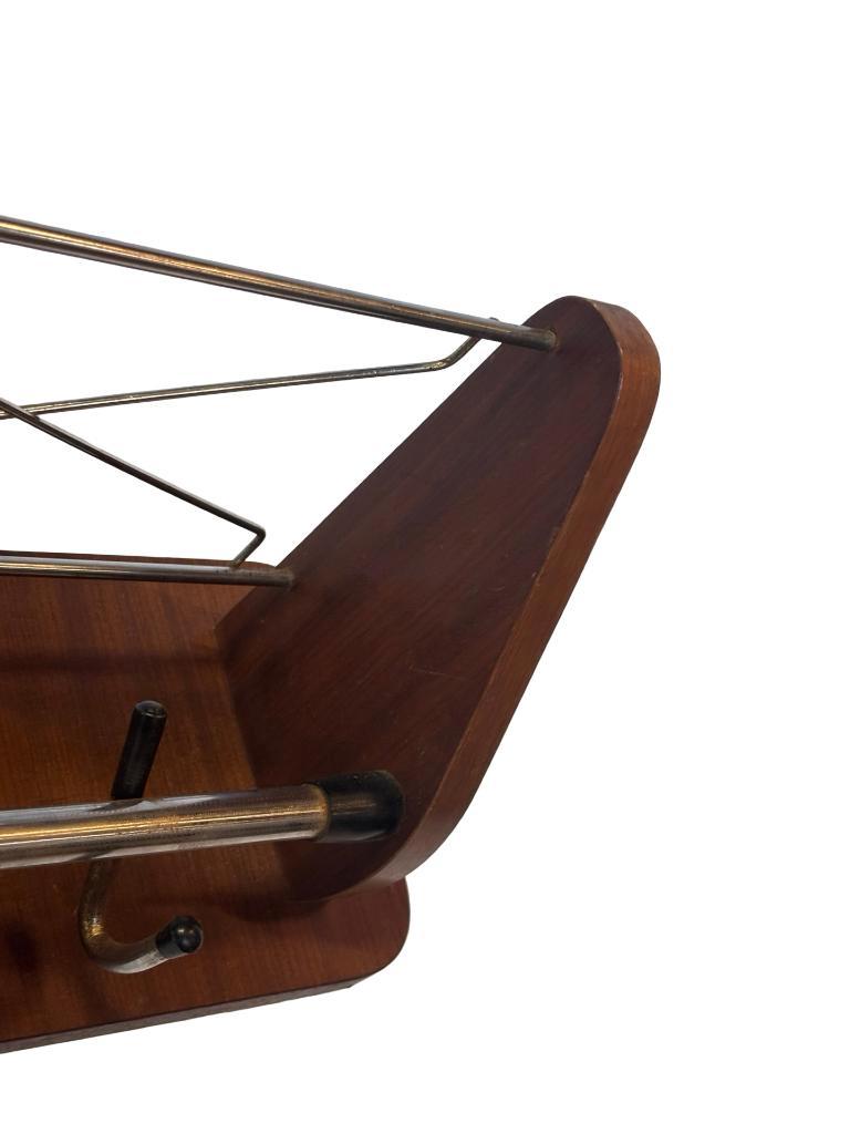 Vintage Wandkapstok Teak En Chroom Jaren 60/70 image 5