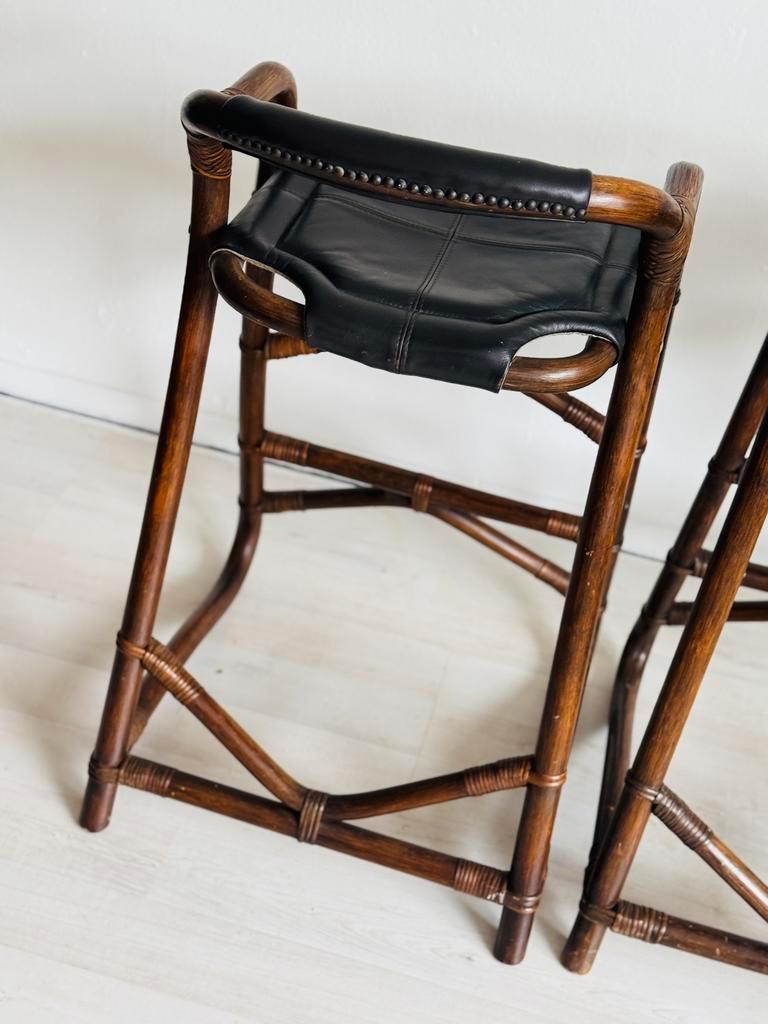Vintage Deense Bamboe Barkrukken Horsnaes Jaren ‘70. image 11