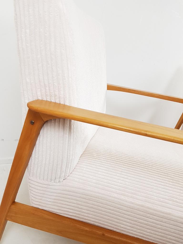 Vintage Fauteuil 2 Stuks Crème Japandi Stijl Ribstof Nieuw image 7