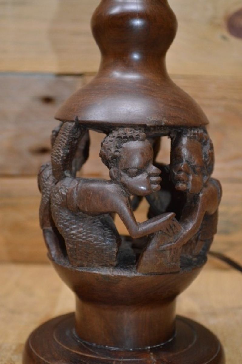 Schemerlamp Mens Figuur Tropisch Hout image 3
