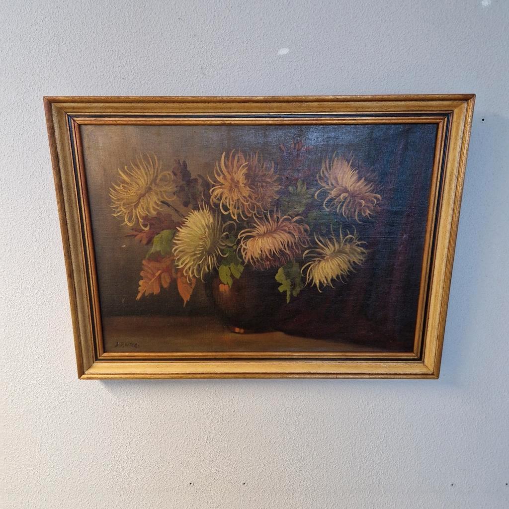 Olieverf Op Doek B Sluiter Schilderij Chrysanten Op Vaas image 2