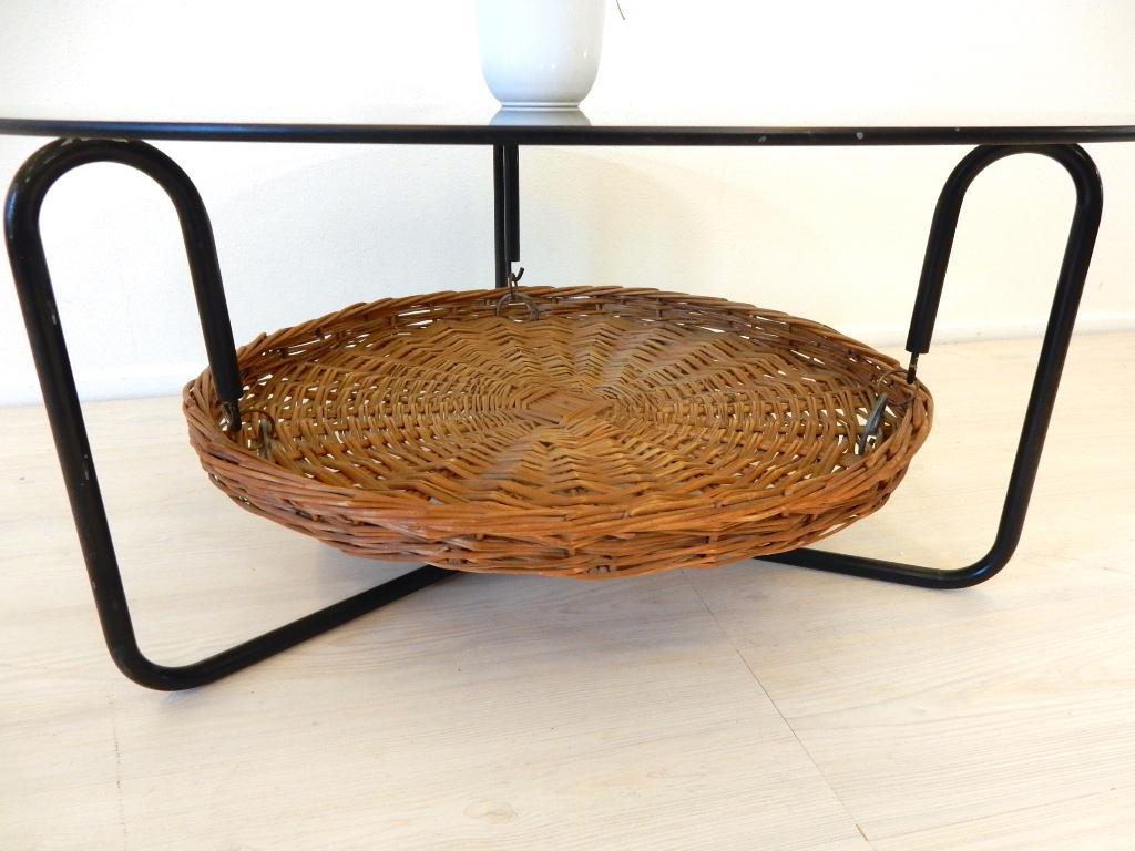 Vintage Tafel Salontafel Rond Jaren 60 / 70 Glas Lectuurbak image 5