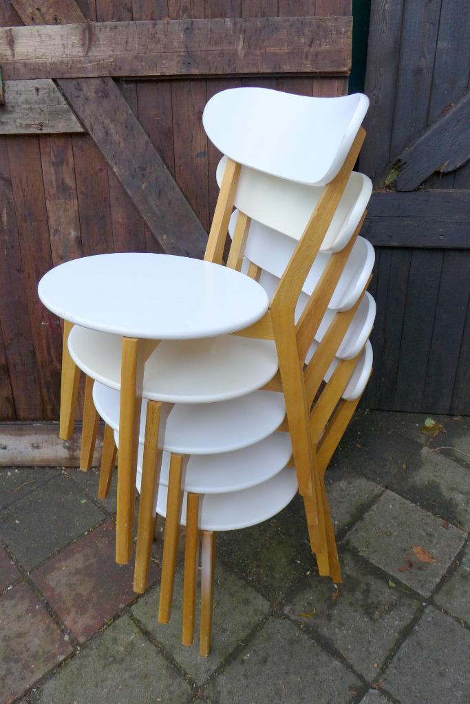 Mooi Set Van 4 Vintage Retro Formica Stoelen image 10