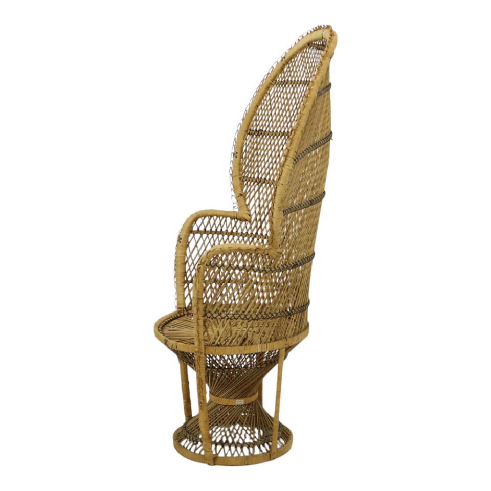 Grote Rotan Rieten Pauwstoel Troon Emanuelle Boho 131Cm image 8