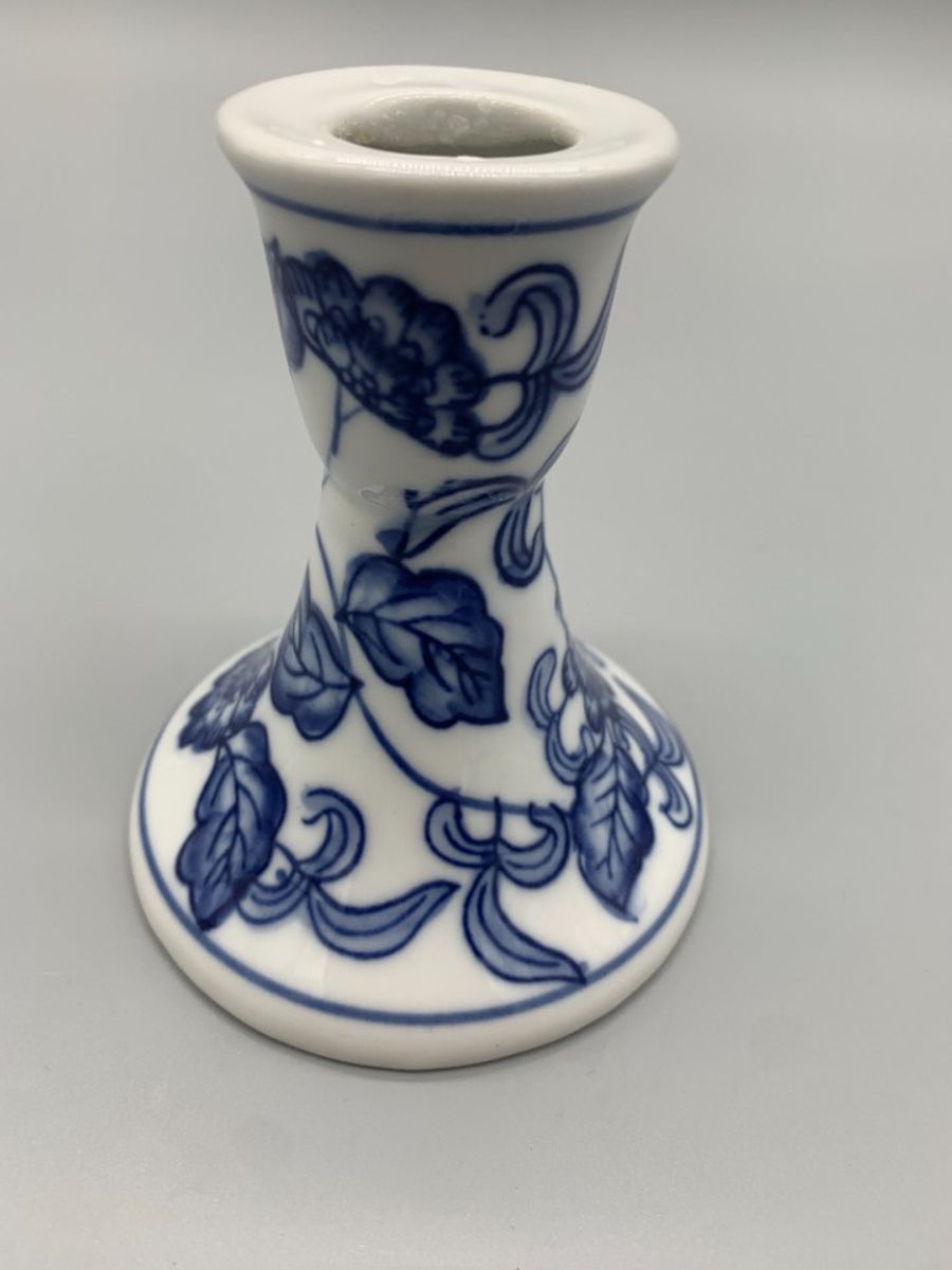 Kandelaar Porselein Blauw Wit Rond image 2