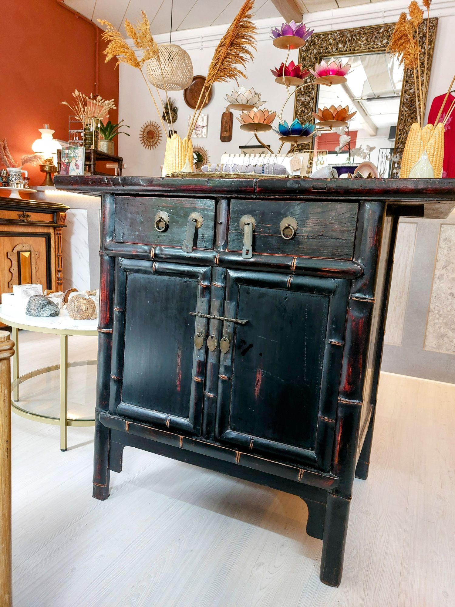 Chinese Bamboe Kast Zwart image 4