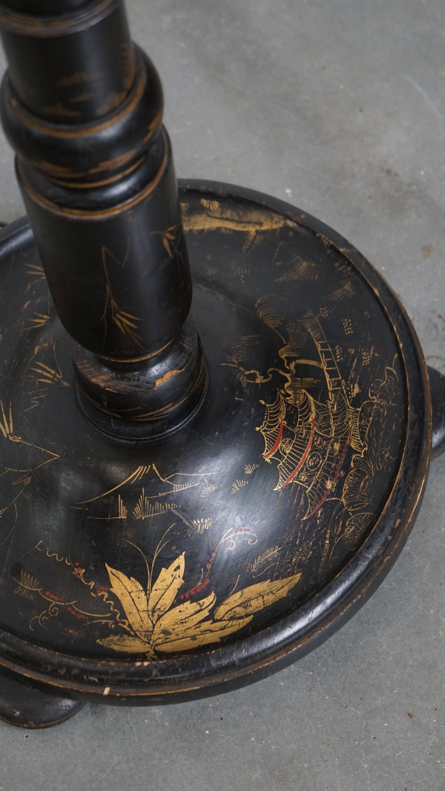 Prachtige Antieke Engelse Staande Lamp Uit Begin 1900 In Japanse Stijl Met Uniek Schilder Werk image 10