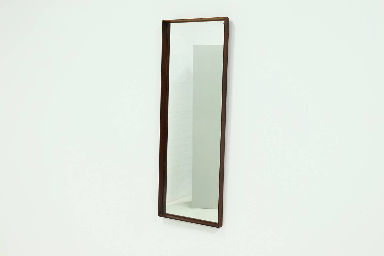 Large Scandinavian Rectangular Rosewood Mirror 1960s image 3
