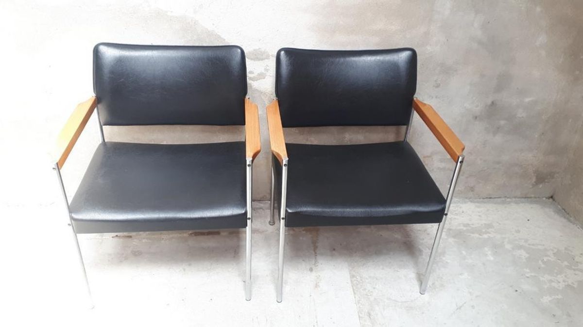 Set Van 2 Vintage Fauteuils Thereca Bauhaus Stijl Fauteuils image 4
