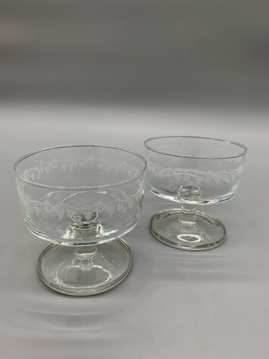 Set Vintage Coupe Glazen Druivenrank 70's 2 Stuks image 5
