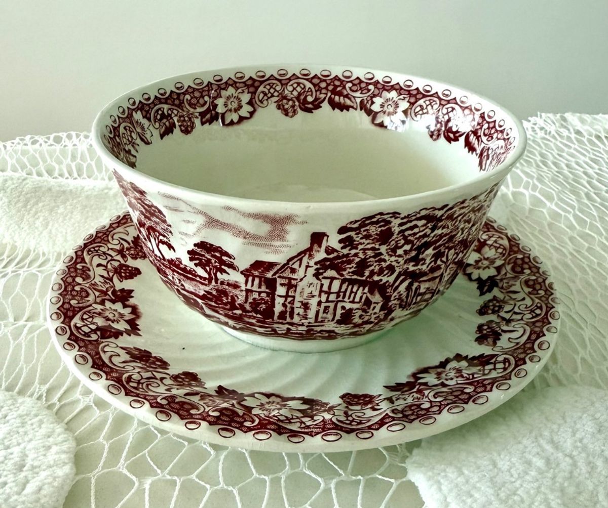 Prachtige Soepschaal Van Barratts Elizabethan Staffordshire Ware, Engels image 5
