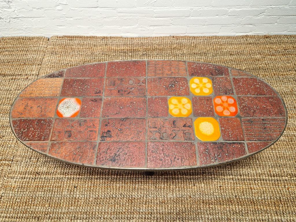 Vintage Franse Brutalist Salontafel Jean Jaffeux image 11