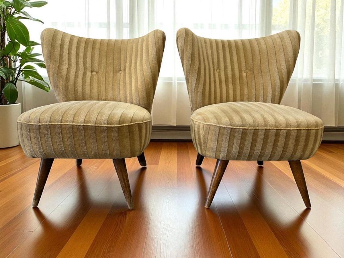 Set Van 2 Vintage Cocktailstoelen / Eenzitjes / Fauteuils image 4