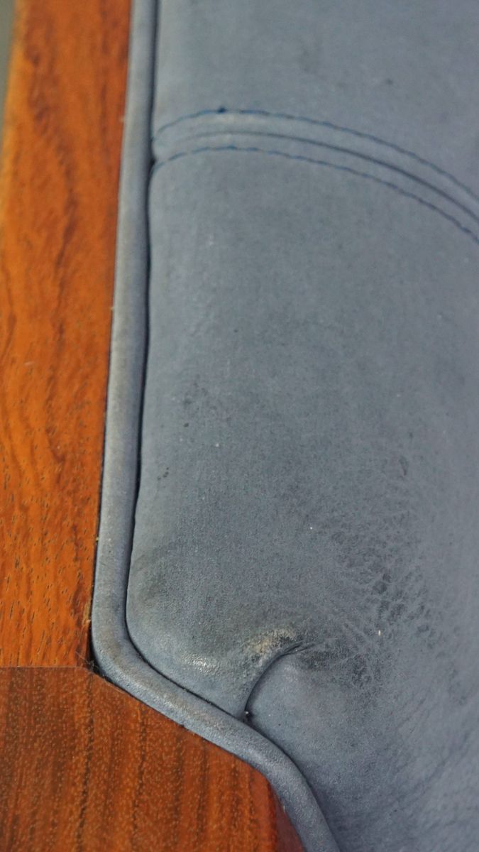 Geweldige Schuitema Art Deco Design Bank Met Mooie Blauwe Nubuck Lederen Bekleding image 19