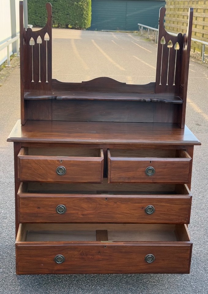 Engelse Art Deco Kaptafel Hout Met Spiegel Engels image 8