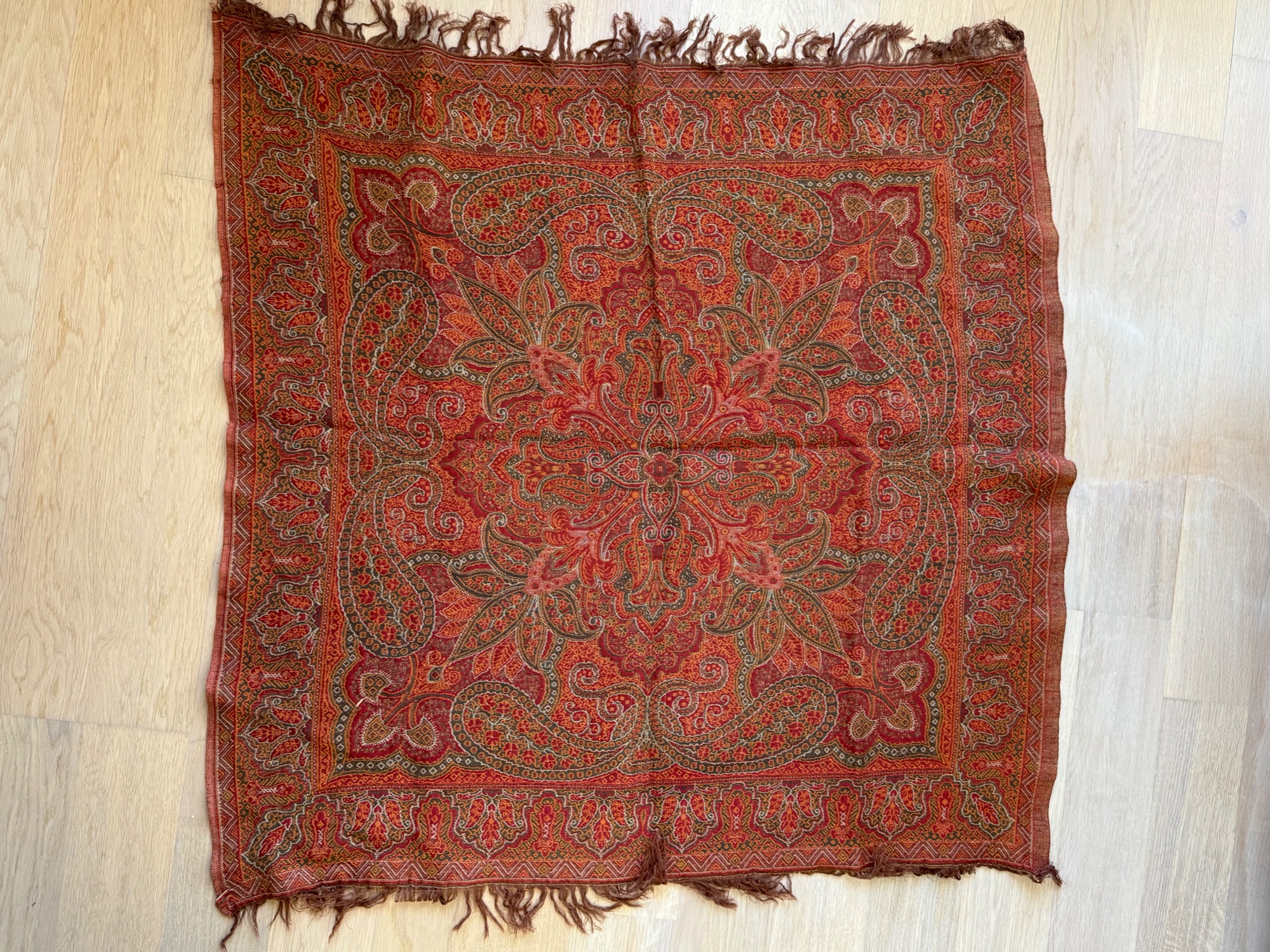 Vintage Antieke Rode Paisley Doek image 10