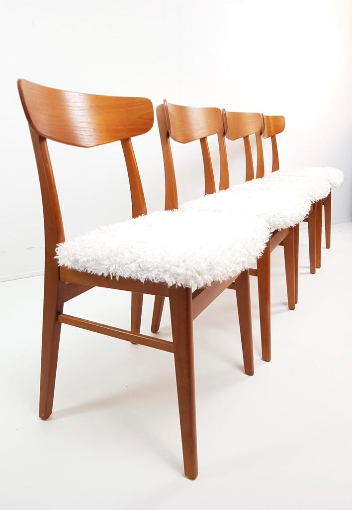 4 Vintage Deense Farstrup Stoelen Nieuw Gestoffeerd Pluche image 5