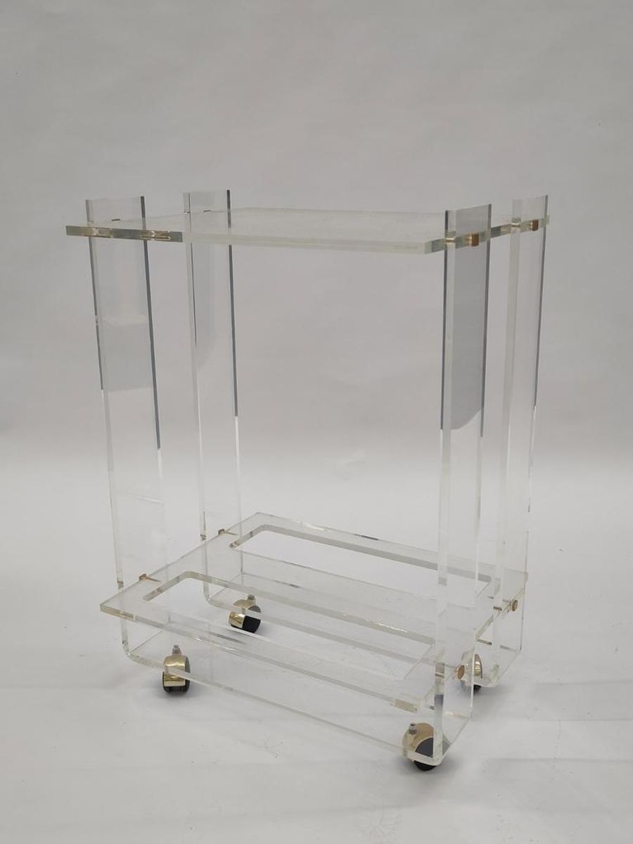 Vintage Plexiglas Bar Cart Serveerwagen David Lange Stijl image 1
