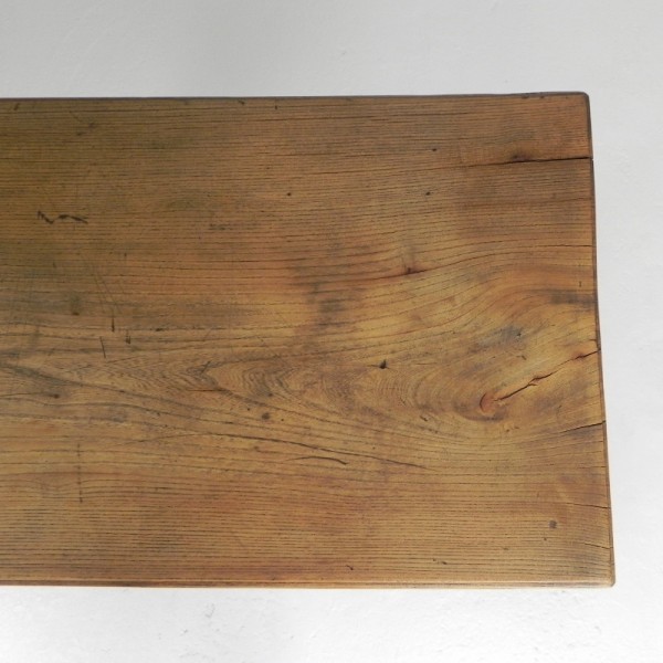 Art Deco Bistrotafel Met Eiken Blad Op Gietijzeren Frame image 11