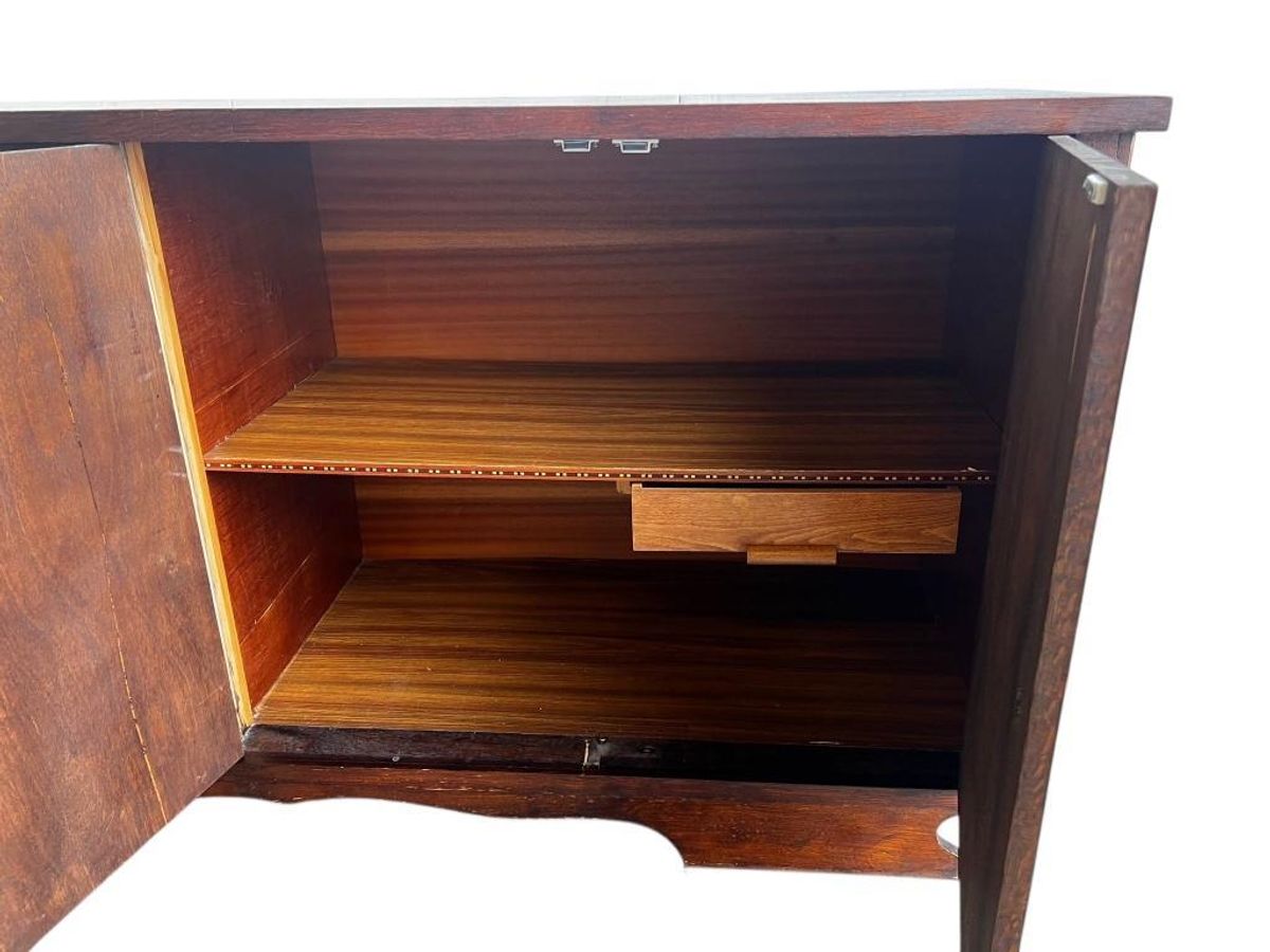 Vintage Dressoir / Retro Lange Extra Diepe Kast Donker Hout image 7