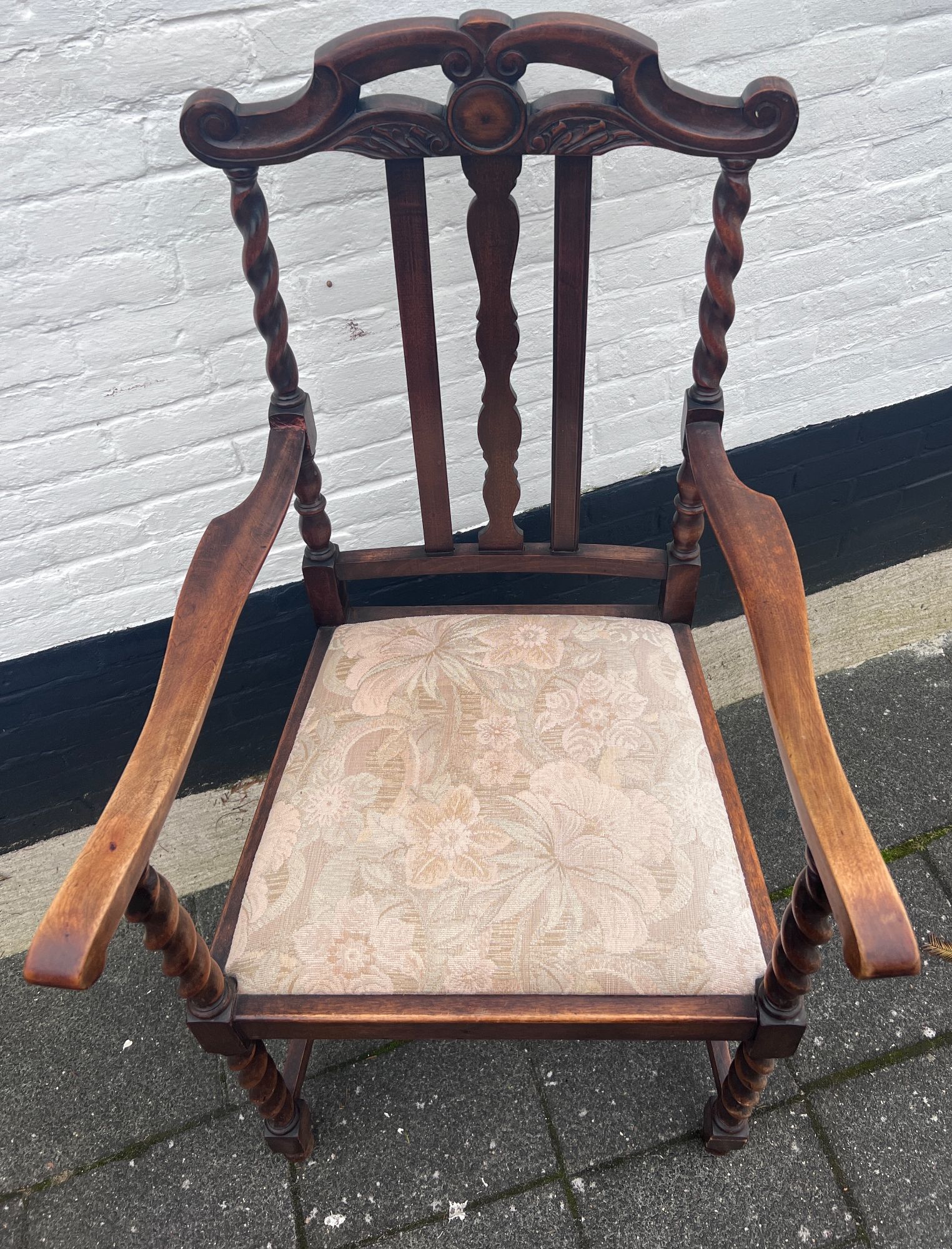 Antiek Engels Eiken Stoel Met Armleuningen, Maten Volgen Nog image 3