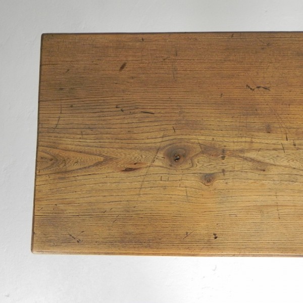 Art Deco Bistrotafel Met Eiken Blad Op Gietijzeren Frame image 10