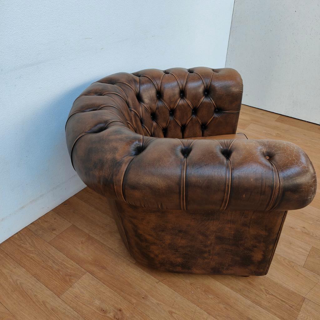 Vintage Leren Chesterfield Stijl Fauteuil, Stoel image 7