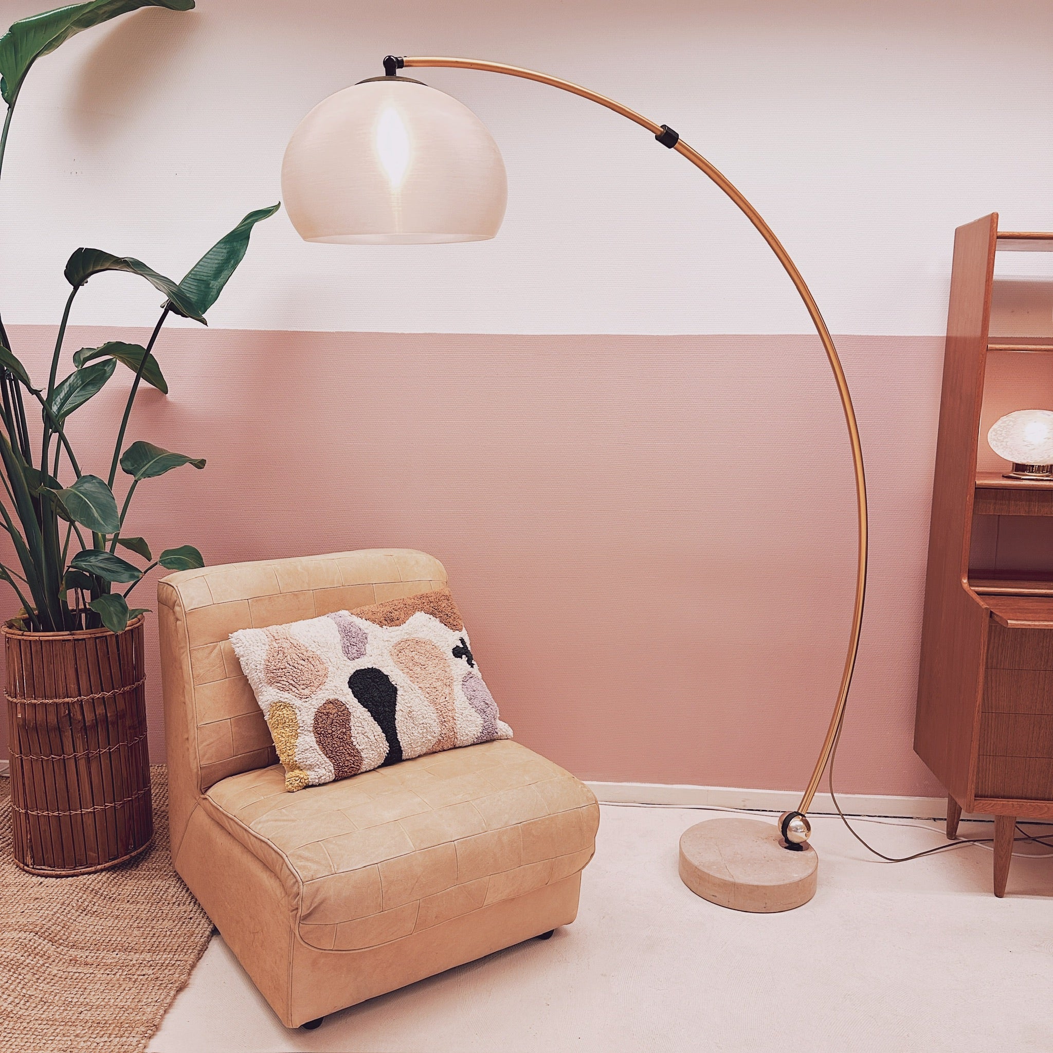 Italian Arc Lamp With Taupe Marble Base image 2