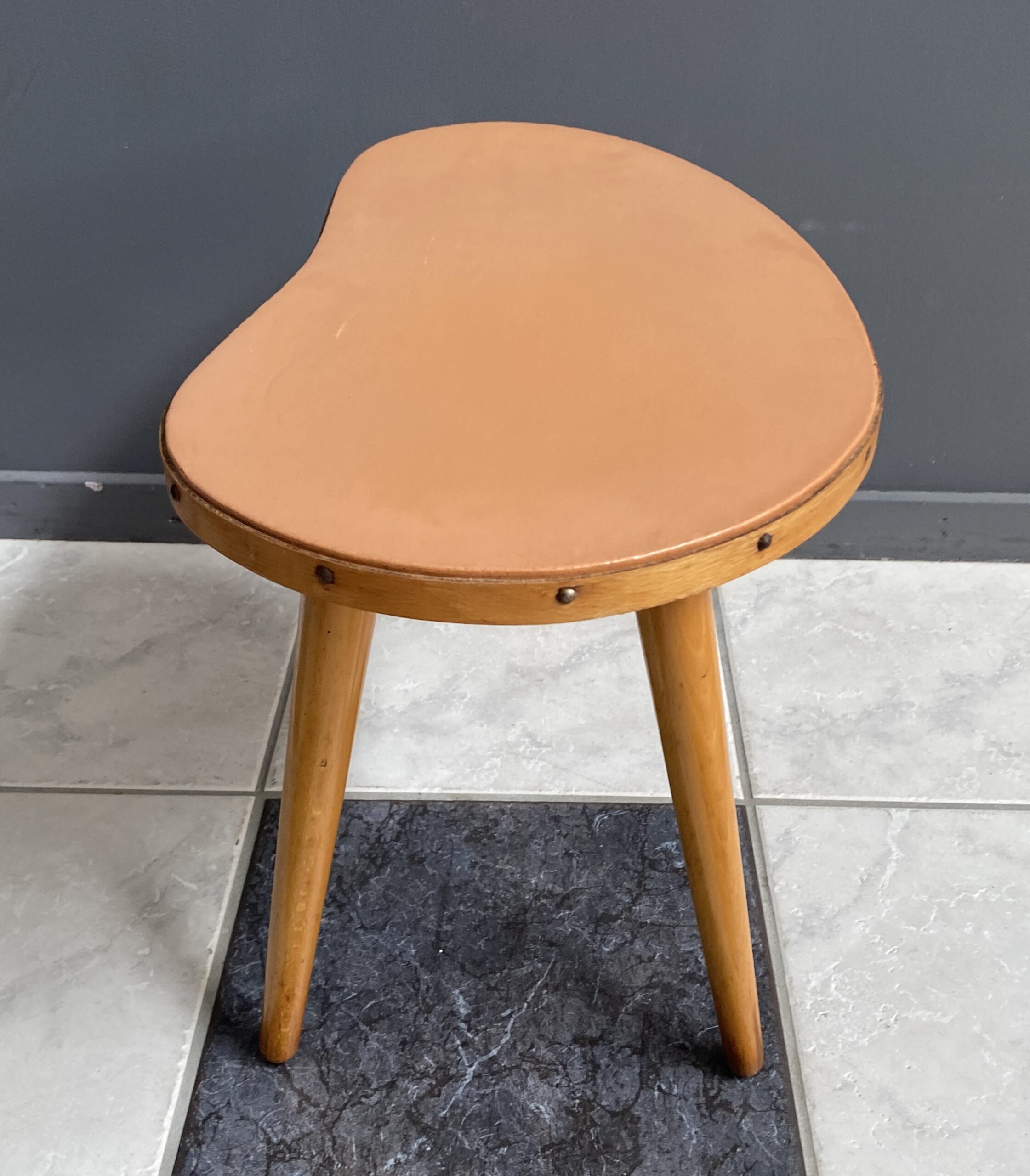 Pink Leatherette Kidney Shaped Plant Table 1960S image 4