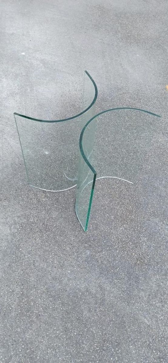 Vintage Postmodern Glazen Bijzettafel, Rond image 13