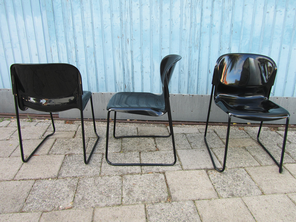 3 Zwarte Retro Design Stoelen Gerd Lange Drabert image 7
