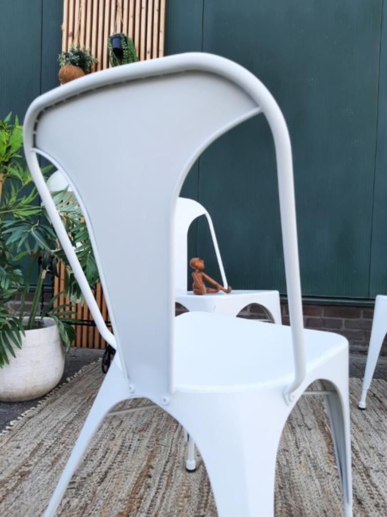 4 Tolix Style Eetkamerstoelen Vintage Design Witte Stoelen image 8