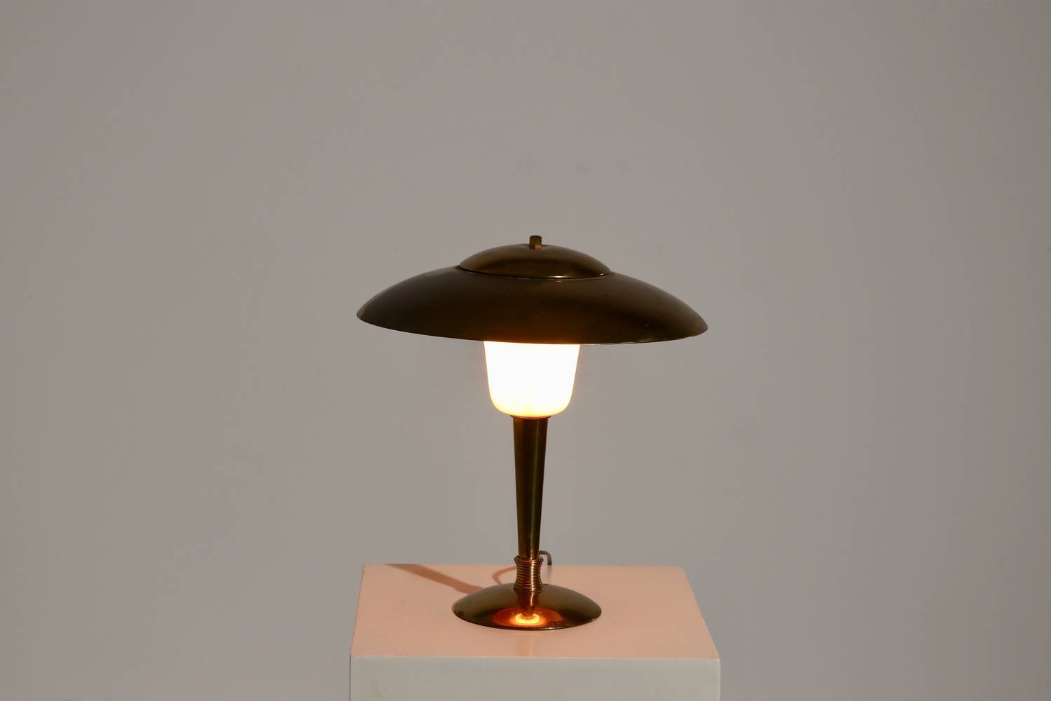 Patinated Brass Table Lamp In Style Of Paavo Tynell 1950S image 9
