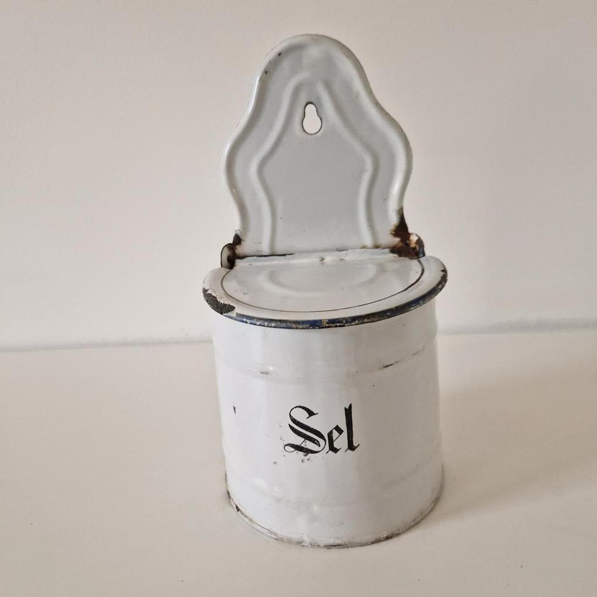 Emaille Sel Bakje Wandpot Zoutpot image 2