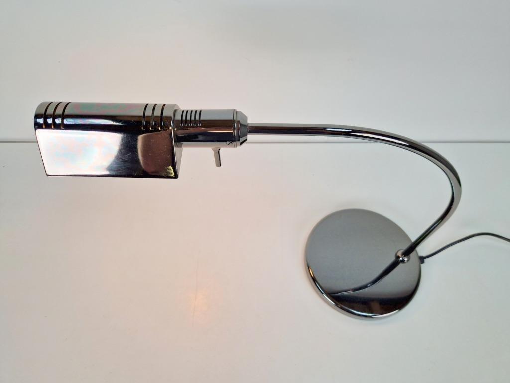 Vintage Bureaulamp Smoke Zilver Italy ’70 Regency Design image 6
