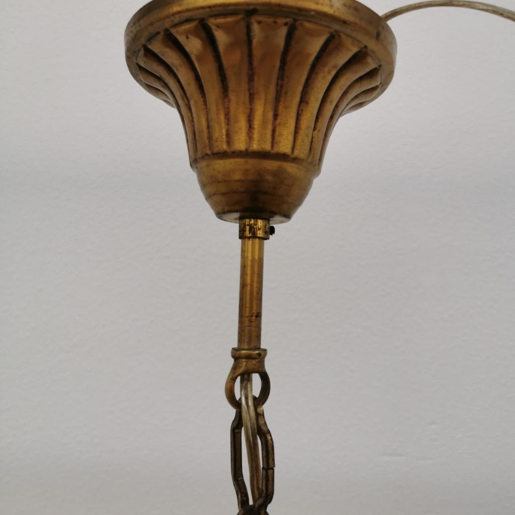 Vintage Franse Messing Lantaarnlamp, Hanglamp, Lamp Met Ketting image 4