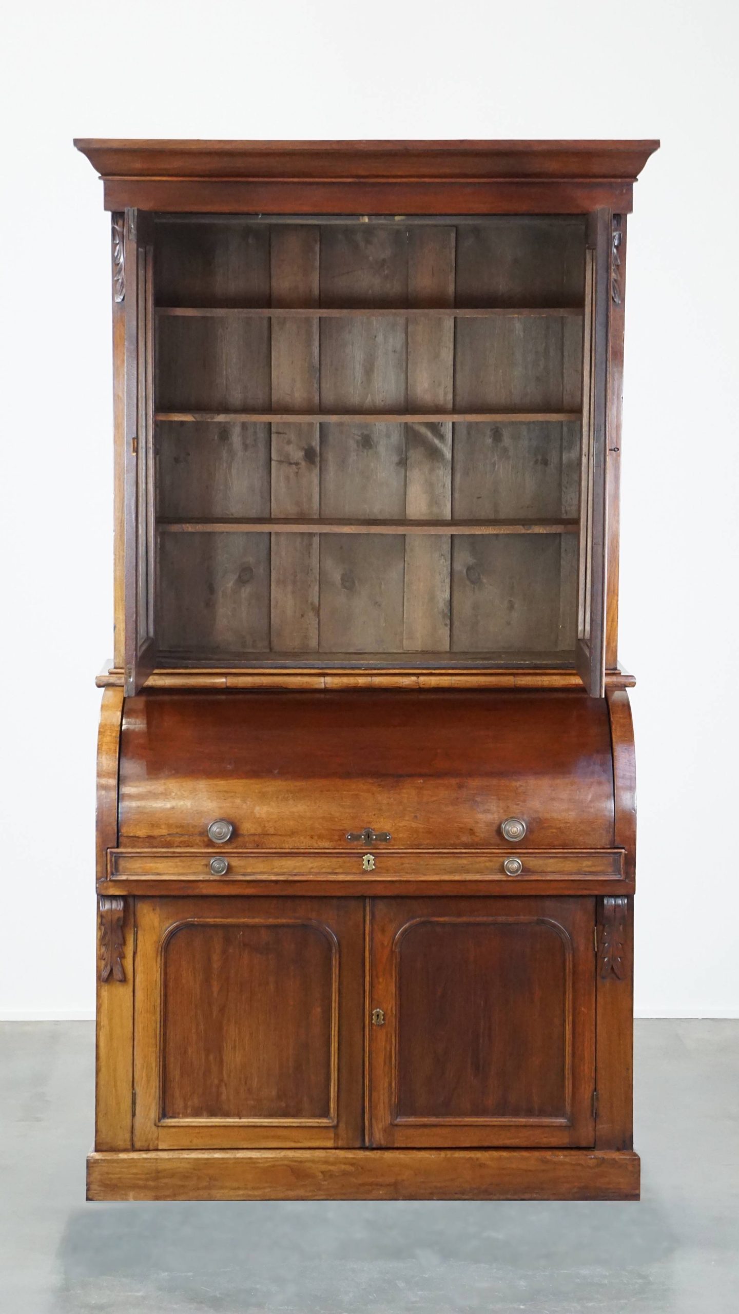 Grote En Praktische Antieke Engelse Mahoniehouten Boekenkast/ Secretaire Uit De 19e Eeuw image 3