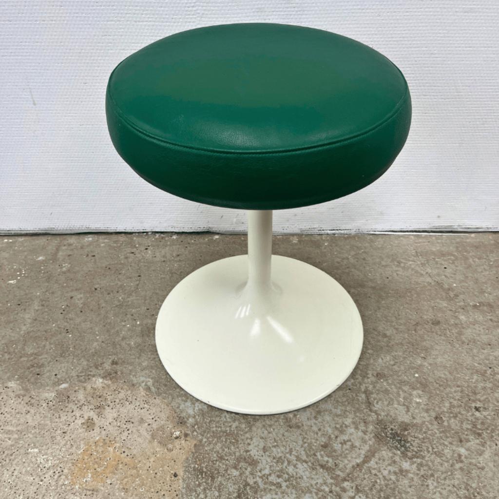2x Vintage Tulpkrukje Space Age, Voet Wit Skai Zitting Groen image 3