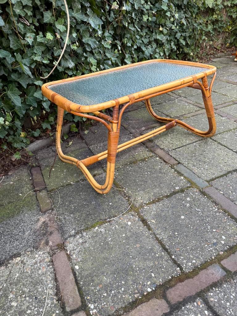 Rotan Bamboe Vintage Salontafel Wolkglas image 4
